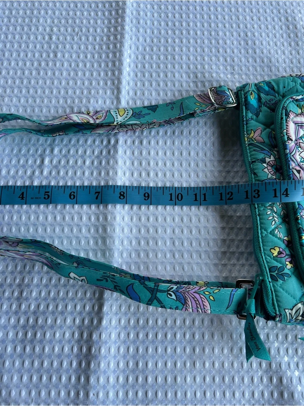 Vera Bradley Turquoise Floral Quilted Crossbody with Purple Accents - Picture 14 of 16